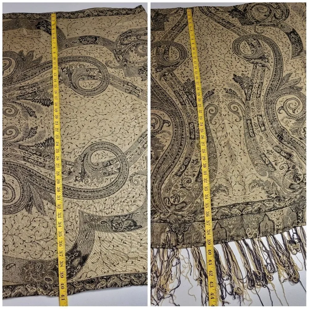 CBK Silk Paisley Tapestry Fringe Shawl Scarf